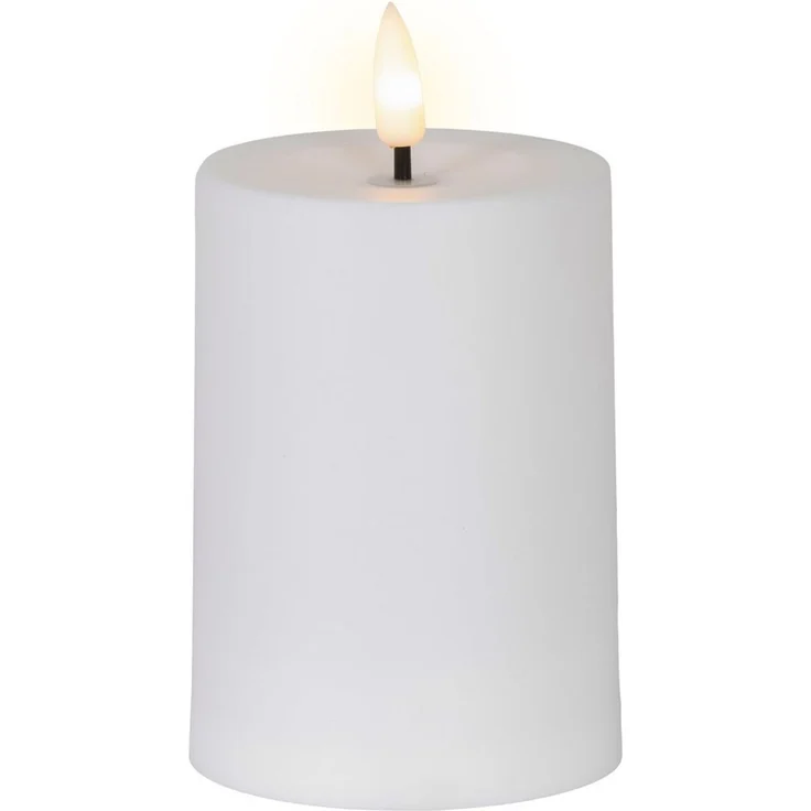 Lumineo LED-Kerze, Dauerlicht, warmweiß, Solar LED Kerze 7x10 cm Outdoor Kunststoff Weiß / Warmweiß – Bild 1