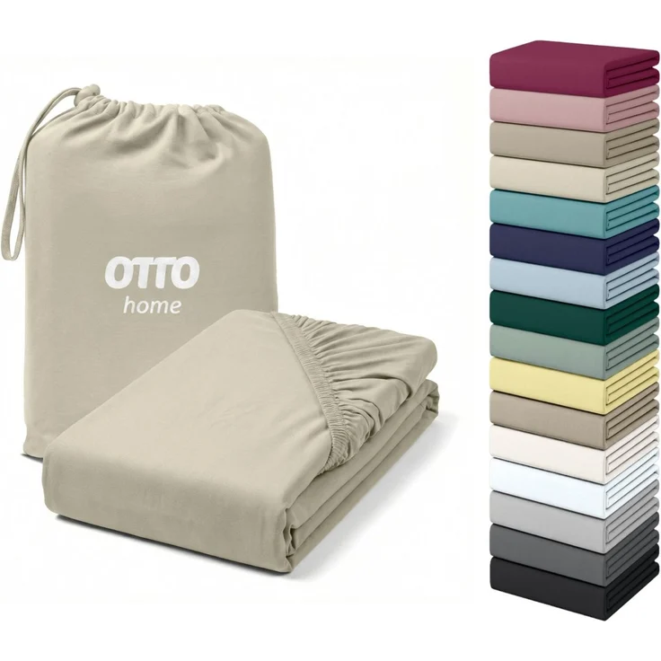 OTTO home Spannbettlaken Cremona in BASIC und PREMIUM Qualität, Baumwolle mit Elasthan, Jersey (180 g/m), Gummizug: rundum, (1 Stück), Jersey Bettlaken ab Größe 90x200 cm, Strapazierfähig und langlebig – Bild 1