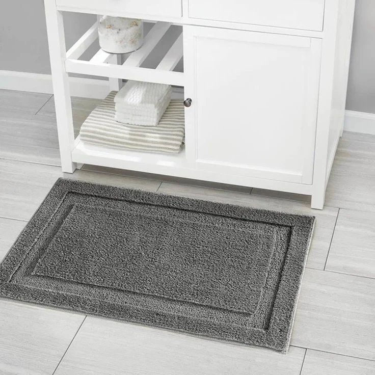 mDesign Badteppich Badläufer Duschvorleger 3er-Set Mikrofaser rutschfest Grau – Bild 3