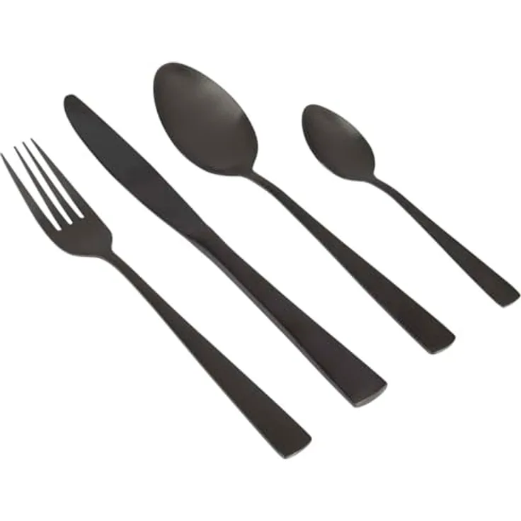 Gimex 16tlg Besteck-Set aus Edelstahl schwarz