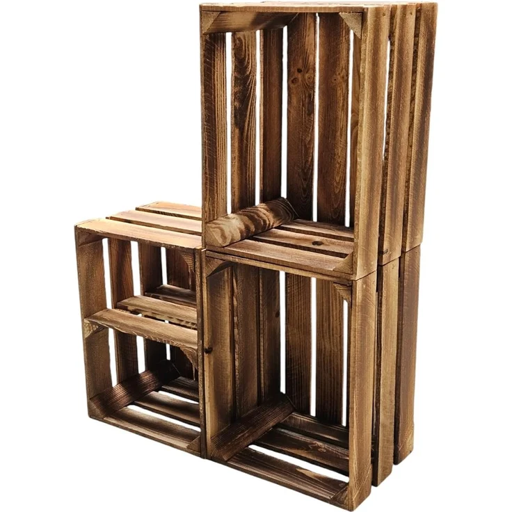 Holzkisten Obstkisten 3 x 40x30x25cm Geflammt Ablage Kurz – Bild 2