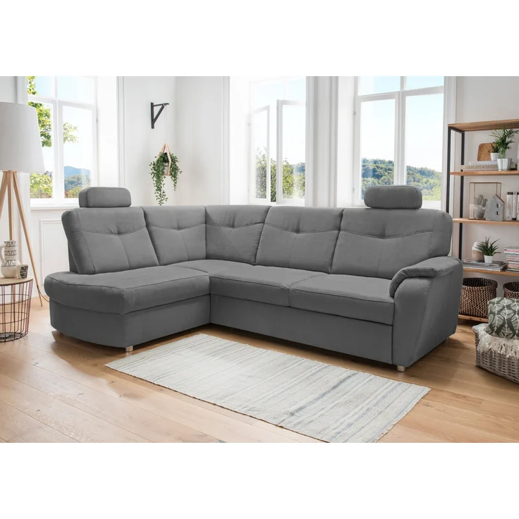 Ecksofa >Elli< in 3618 Mango asche, Mikrofaser - 264x92x180cm (BxHxT) – Bild 1
