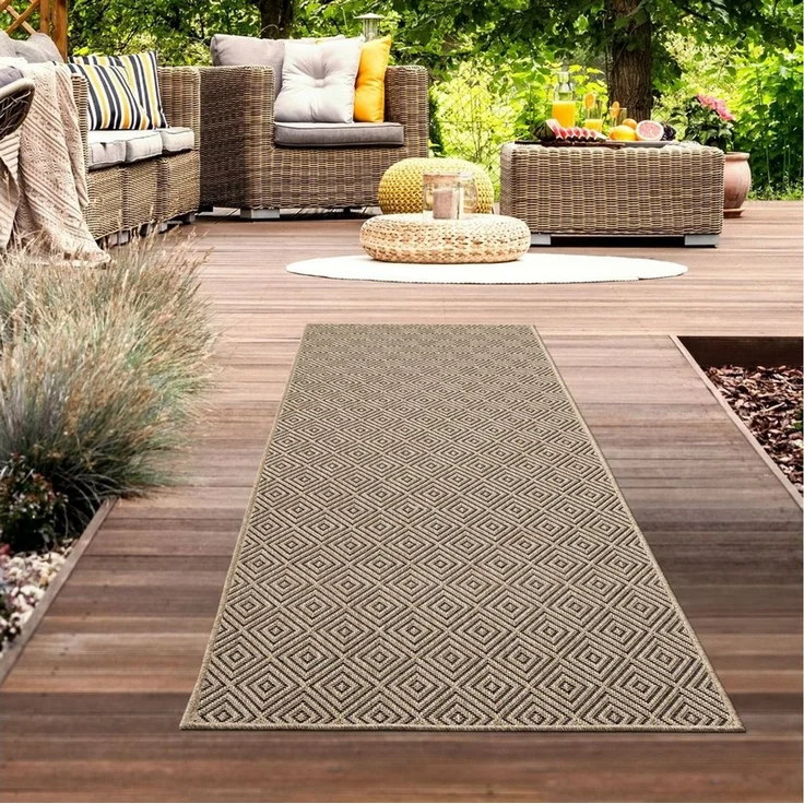 Carpetia Outdoorteppich In- & Outdoorteppich Jute-Look, rechteckig, Höhe: 5 mm, robuste Struktur wetterfest & pflegeleicht – Bild 2