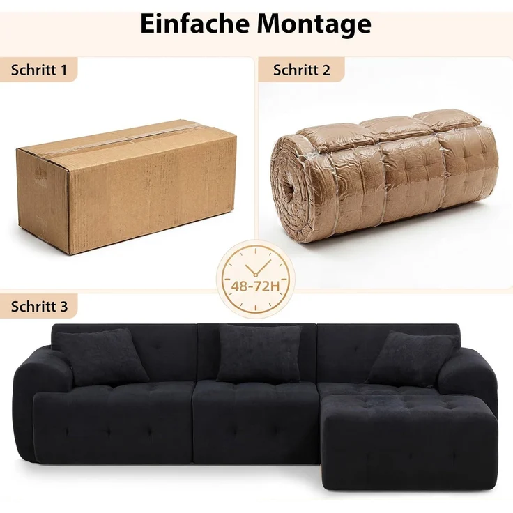 COMHOMA Sofa Ecksofa, Modulares Sofa, 2 Sitzer Bodensofa Couch mit Kissen Armlehne, für Wohnzimmer, vakuumverpackt – Bild 6