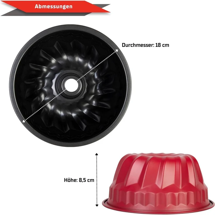 Wenco Gugelhupfform Backform 18 cm, hitzebeständig bis 230°C, Antihaftbeschichtung, robuster Stahl, gleichmäßige Wärmeverteilung – Bild 2