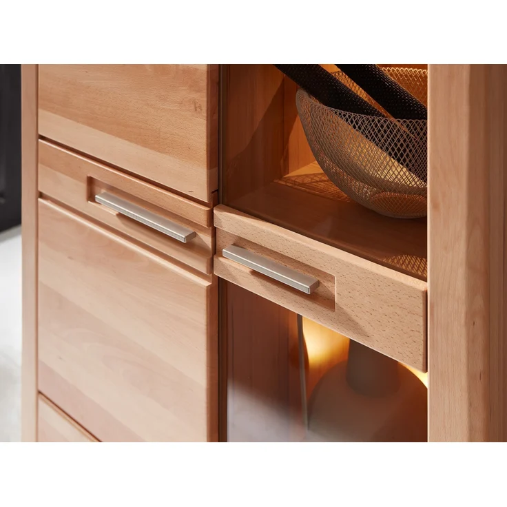 Wohnwand >Nature One< 4-teilig, mit LED, FSC, in Kernbuche teimassiv - 390x203x45cm (B/H/T) – Bild 4