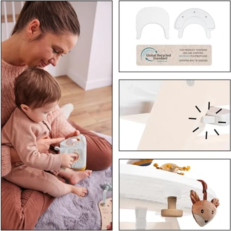 hauck All-in-One Baby Hochstuhl, Alpha Start N Grow Set Natural Dark Grey | Babywippe, Sitzverkleinerer, Sitzpolster, Klick-Essbrett, Spielbrett mit 3 Spielaufsätzen, Mitwachsend ab Geburt bis 90 kg – Bild 7