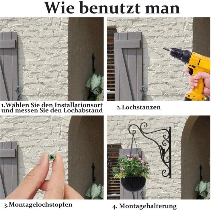 Clanmacy Wandhaken 8x Haken Blumenampel Vöglein Wandhaken Gusseisen Wandhalterung – Bild 3