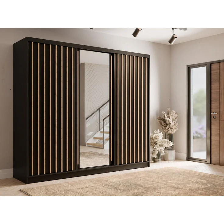 Home affaire Kleiderschrank VILLEFRANCHE modern mit viel Stauraum, Fächer & Kleiderstange, Spiegel Garderobe in 3 Breiten (155, 205, 248 cm), erhältlich in 3 Farben – Bild 4