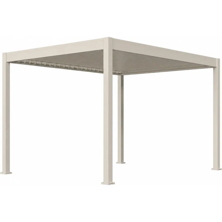 Weide E-Deluxe Plus elektrische Pergola Voll-Aluminium 3x4m mit Lamellendach Ivory Sand