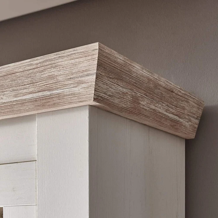 Lomadox Wohnwand FERNA-61, (2-St), Landhaus mit Highboard Oslo Pinie dunkel und weiß Nb. 330x201x44cm – Bild 5