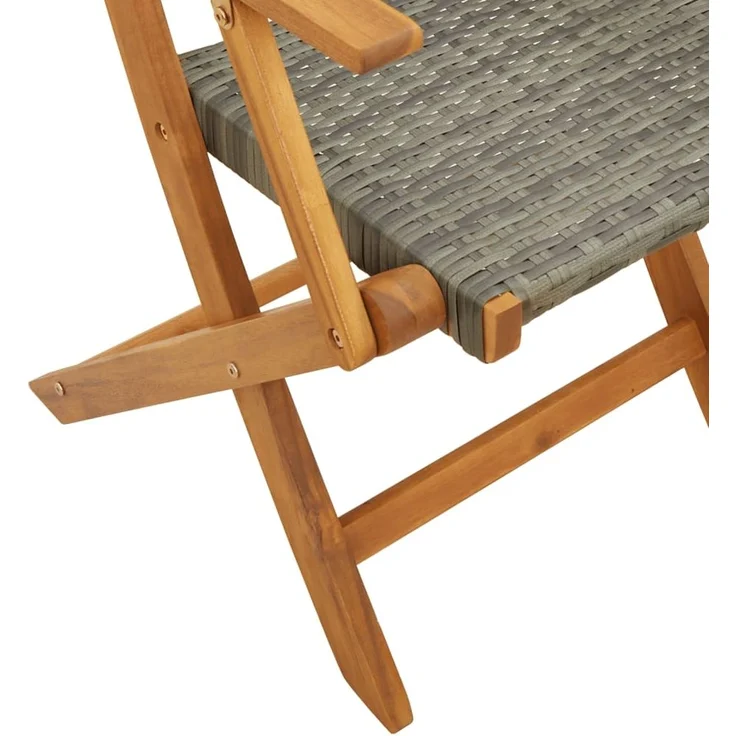vidaXL Gartenstühle 6 Stk. Klappbar Grau Poly Rattan & Massivholz 3214560 – Bild 7