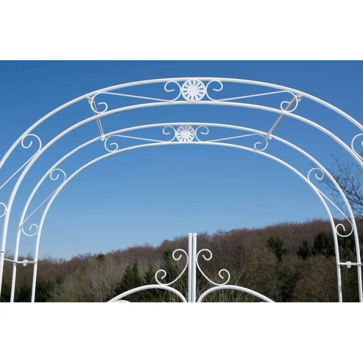 Rosenbogen MINDEN mit Tor - 120x40x220cm, Metall, Weiß | Rankhilfe Rosen Rankgitter Gartendekoration – Bild 5