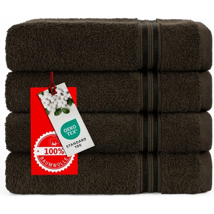 HAMMETEX Handtuch Set 4er Set Handtücher 50x100 cm, 100% Baumwolle, Weich & Saugstark, Frottier (Set, 4-St), mit Bordüre, einfarbig, weich – Bild 3