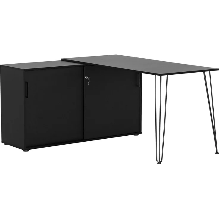 Schildmeyer Ekko Eckschreibtisch, Holzwerkstoff, schwarzmatt, 130 x 145 x 73,8 cm – Bild 1