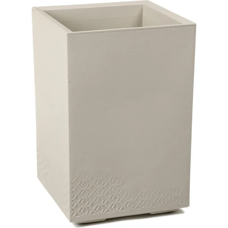 LAMELA Pflanzkübel mit Rollen Höhe 60 cm, 36L – Blumentopf aus Kunststoff in Betonoptik – Übertopf mit Wasserablauf – Modern für Innen & Außen - Wetterfest & Pflegeleicht, Beige