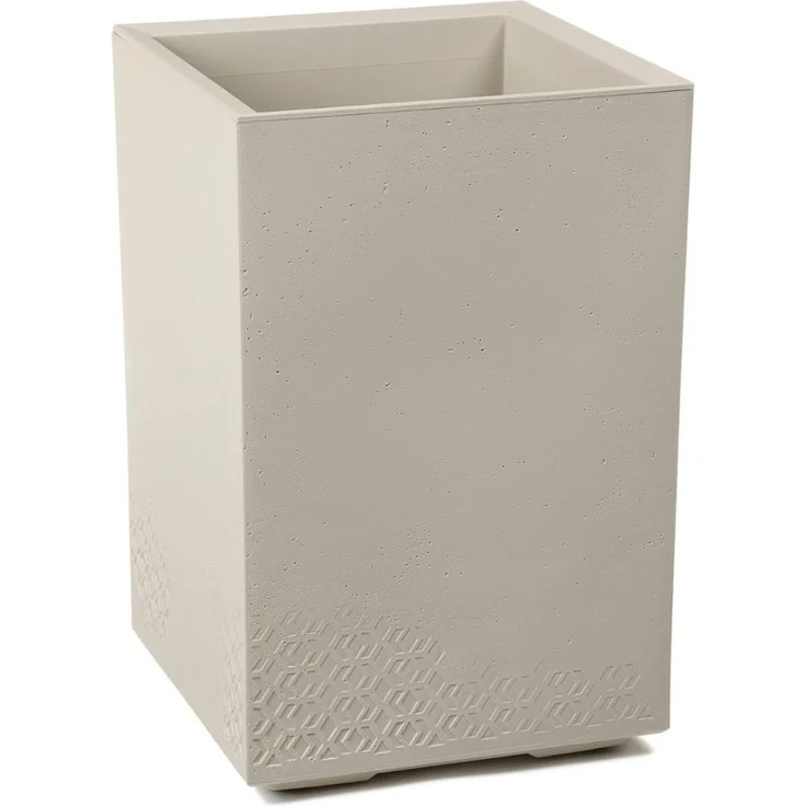 LAMELA Pflanzkübel mit Rollen Höhe 60 cm, 36L – Blumentopf aus Kunststoff in Betonoptik – Übertopf mit Wasserablauf – Modern für Innen & Außen - Wetterfest & Pflegeleicht, Beige