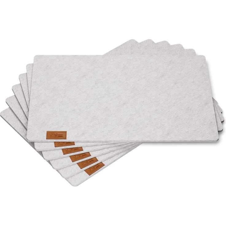 Hoffmann Germany Platzset Tischunterlage Filz 45×30 cm, 6er-Set, hellgrau, hitzebeständig, (Set, 6-St, 6x Platzset 45×30 cm), 5 mm Filz, abwaschbar, 200°C, 90% Polyester, zeitloses Design