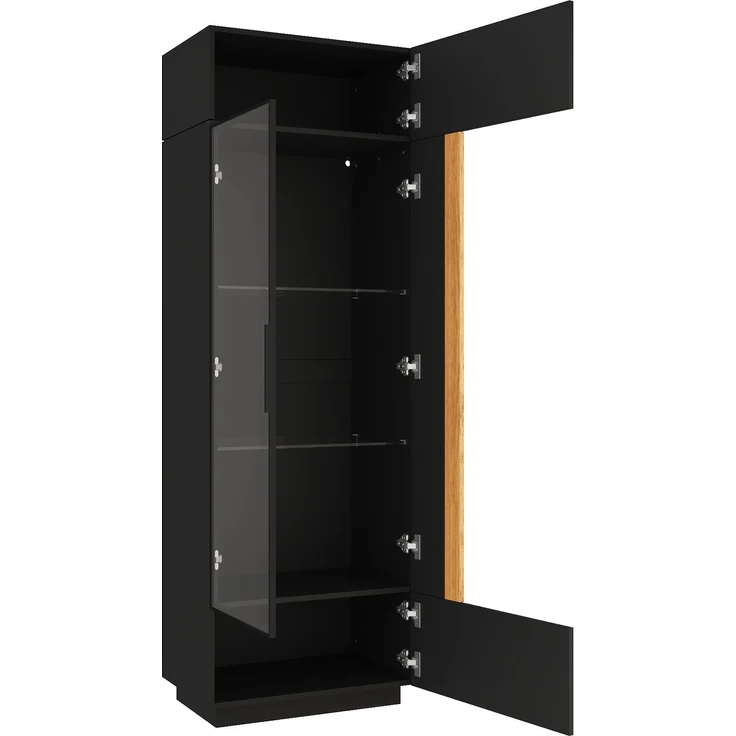 ZUBALIYA Vitrine (60 x 40 x 180 cm), LED - Beleuchtung, Glastüren, Aufbewahrung für Sammlerstücke, Geschirr und Dekoration, Schwarz – Bild 19