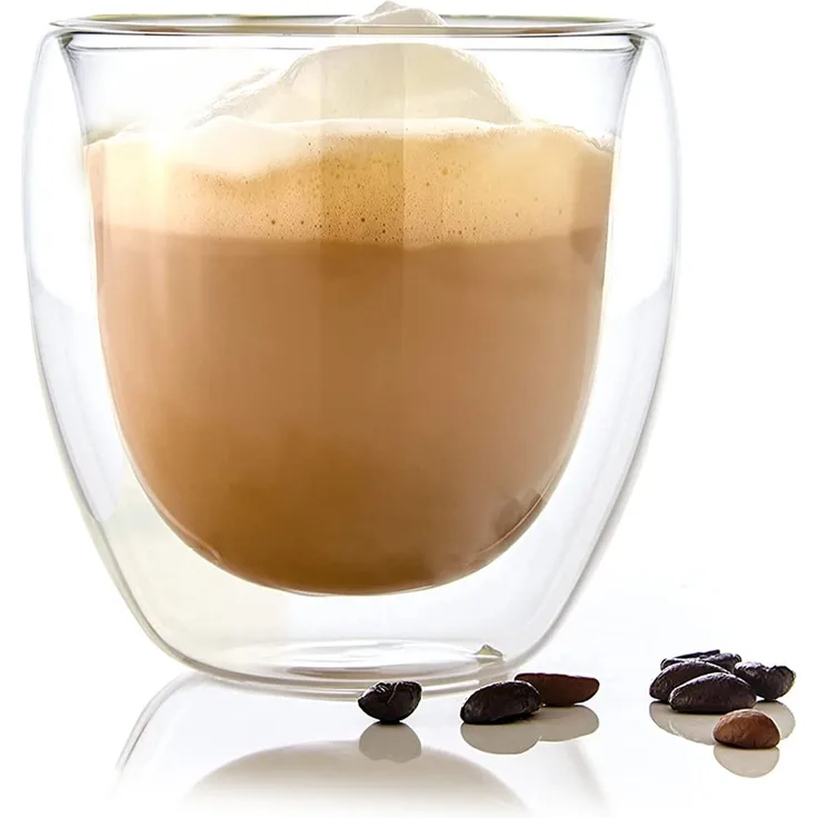 Kaffeeglas 240 ml Thermoglas handgemacht Borosilikatglas Klarglas
