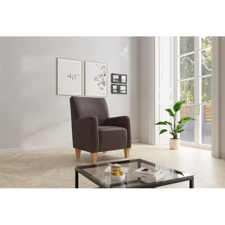 Cavadore Sessel Vida / Polstersessel im trendigen Design / 74 x 93 x 81 / Mikrofaser, Braun – Bild 2