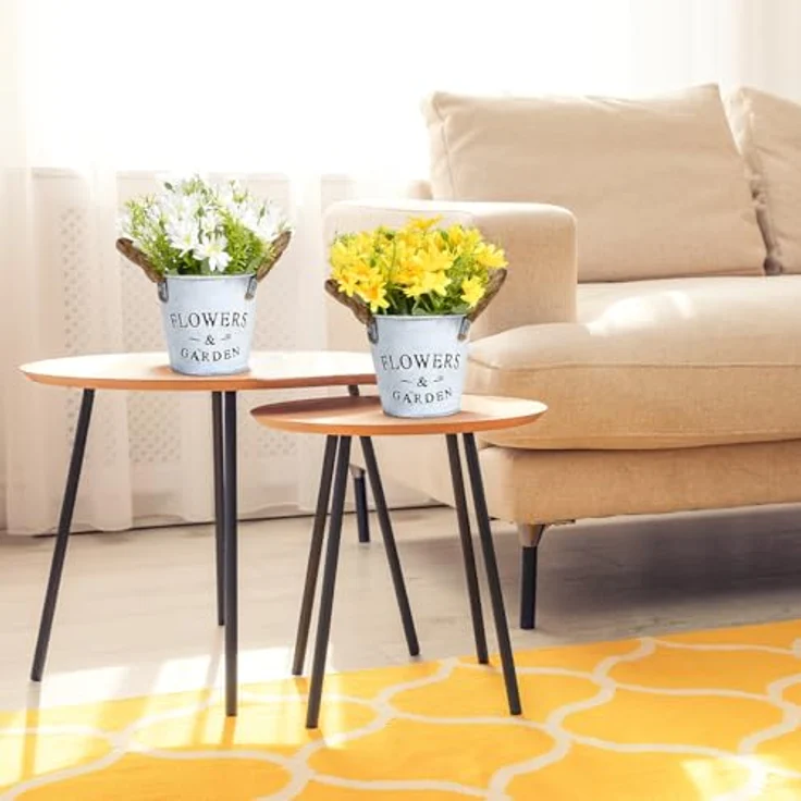 GoMaihe kunstblumen Wie Echt Deko: künstliche Blumen mit Grauem Topf | Kleine Pflanze, Pflegefreie: 9.5 x 13cm , Deko Wohnzimmer Balkon Schlafzimmer Badezimmer Zimmer Tischdeko 3 Stücke – Bild 2