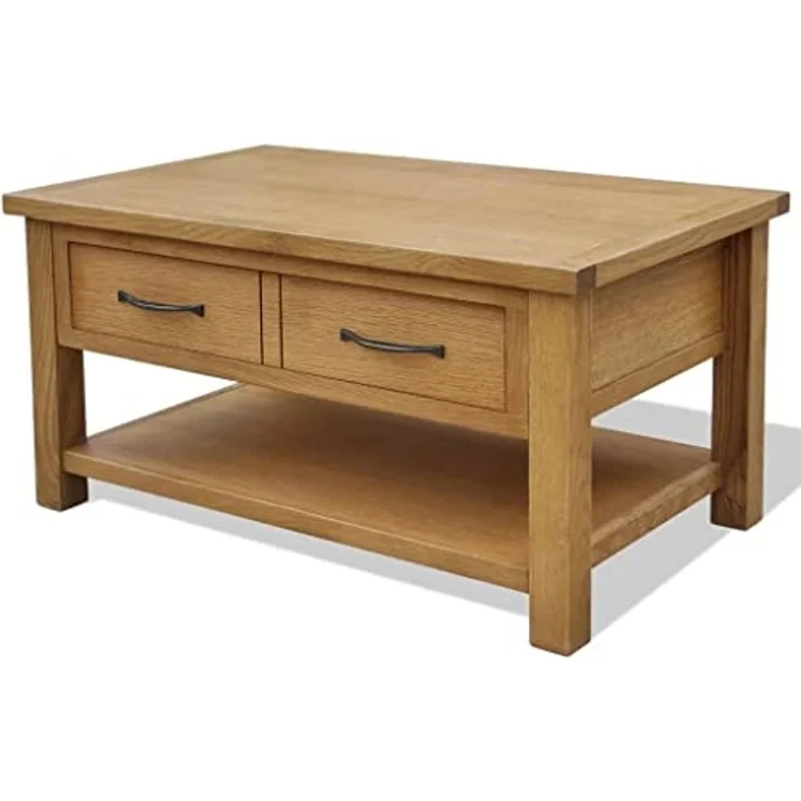 vidaXL Couchtisch 88x53x45 cm Massivholz Eiche 242745 – Bild 1