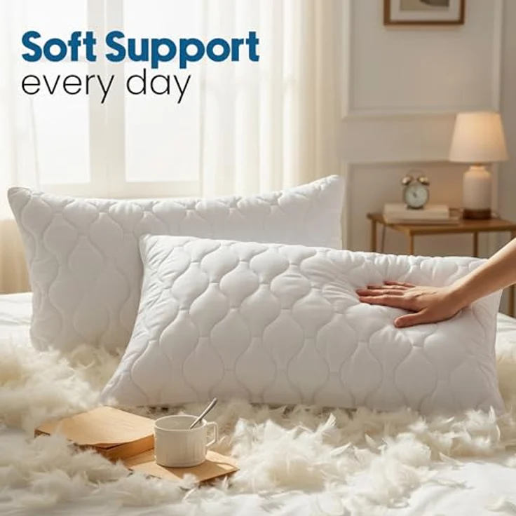 Utopia Bedding Kopfkissen 40x80 cm, 2er Set mit weicher Mikrofaser-Polsterung, gesteppte Dekokissen – Bild 3