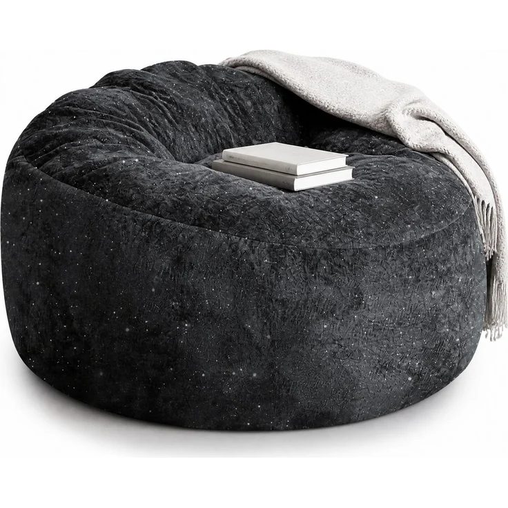 Bean Bag Sessel 100cm×98cm×61cm – schwarzes Flannelette mit hoher Rückenlehne – Bild 7