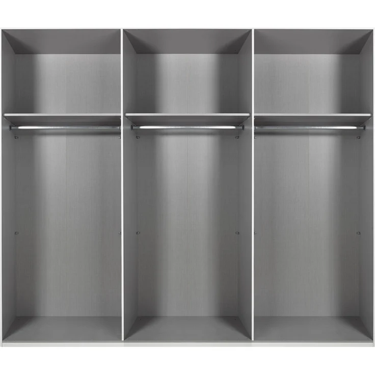Schwebetürenschrank >Minden< in WEISS + RAW STEEL - 270x208x65cm (BxHxT) – Bild 3