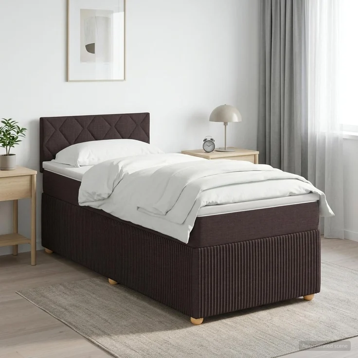 vidaXL Boxspringbett mit Matratze Dunkelbraun 90 x 200 cm Stoff 3451387 – Bild 1
