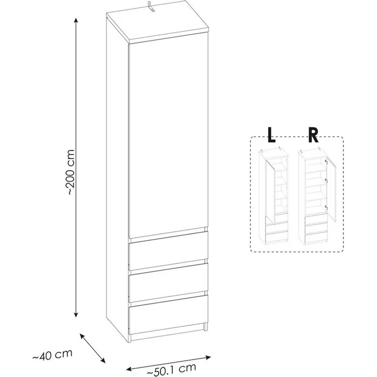Aktenschrank Regalschrank in weiß FORTALEZA-129, B/H/T ca. 50,1/200/40 cm – Bild 3