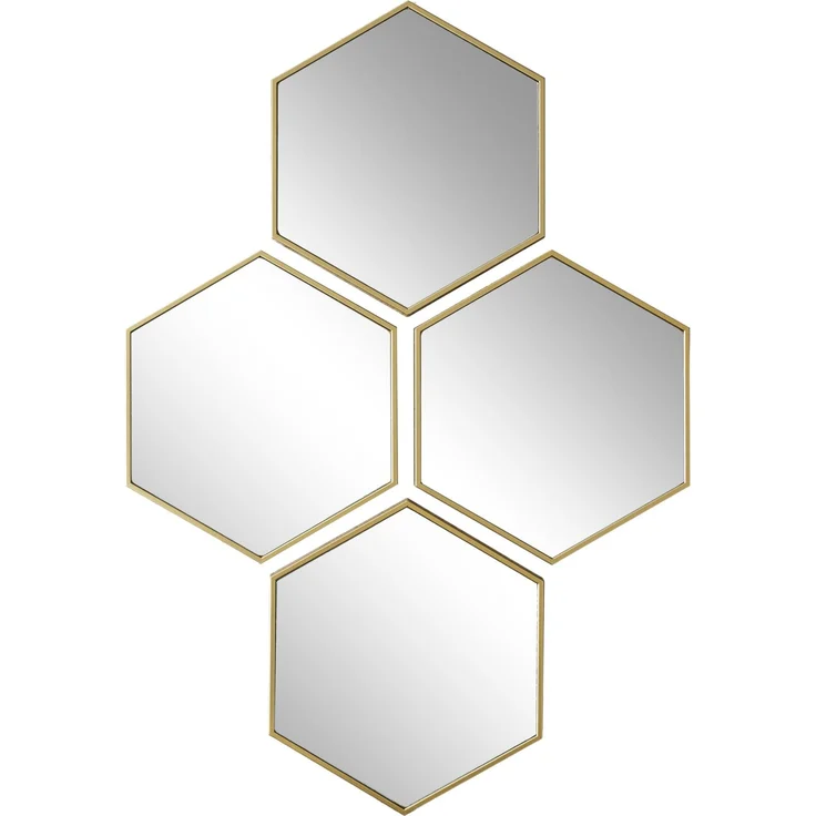HOME DECO FACTORY Plissee Klemmfix ohne Bohren 80x130 cm Weiß | Dekorativer, rautenförmiger Kunststoffspiegel, Oberfläche, vielseitig einsetzbar im Wohn-/Schlafzimmer, 60x40 cm, goldfarben