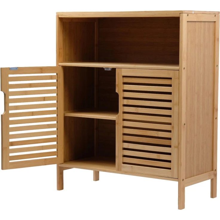 AD. CON Badezimmerschrank Bambus Badregal Badschrank mit 3 Ablagen 81x65x31cm – Bild 3