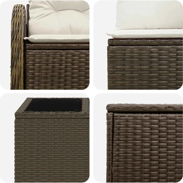 vidaXL Sofa Set 8 stk. Braun und Creme Weiß Polyrattan und Stahl 3448056 – Bild 8