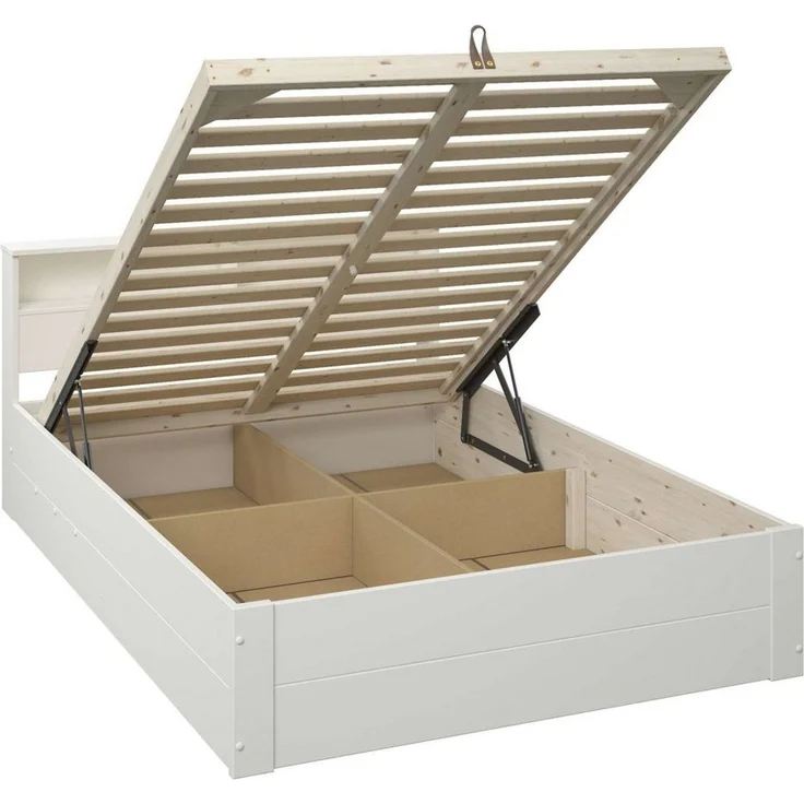 Home affaire Stauraumbett MAREILLES, 140x200cm, Massivholz, Hebemechanismus, Stauraum im Kopfteil und unter dem Bett – Bild 2