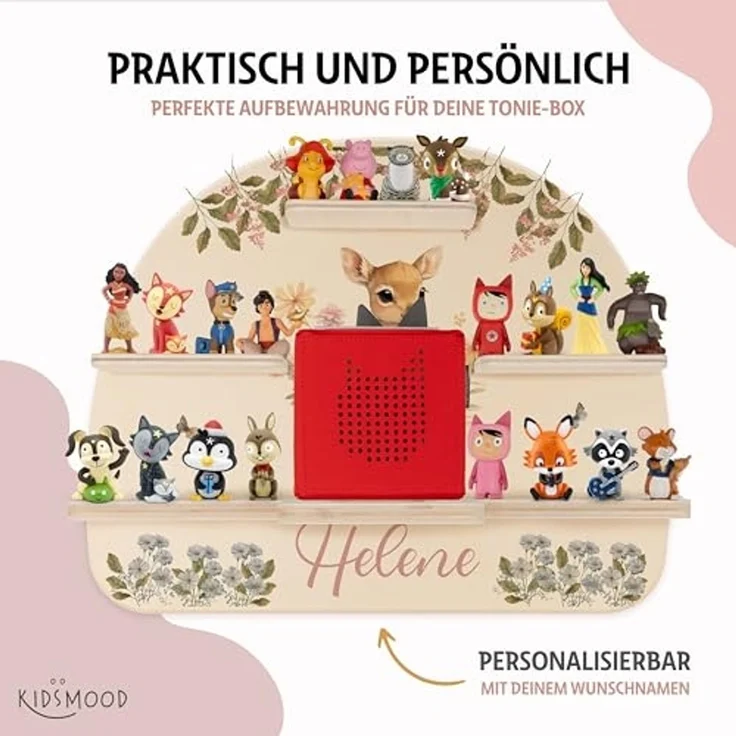 Kidsmood - Tonie Regal für Kinderzimmer, personalisiert mit deinem Namen - magnetisches Wandregal für Tonie Hör-Figuren & Tonie-Box - Rehlein – Bild 4