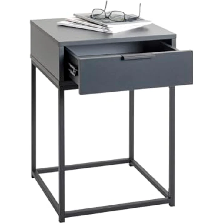 XXXL Nachtschrank Malmö, Metall, Anthrazit, 1 Schublade, 40x60x40 cm, für Schlafzimmer – Bild 7