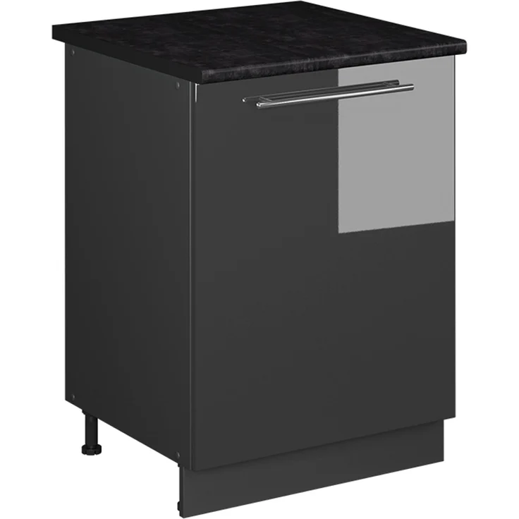 Spülenunterschrank Fame-Line Anthrazit Hochglanz/Anthrazit 60 cm Vicco – Bild 1