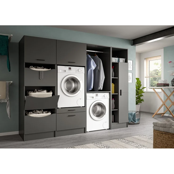 Universalschrank (B/H/T: 50x195x62 cm) in anthrazit Nachbildung – Bild 5