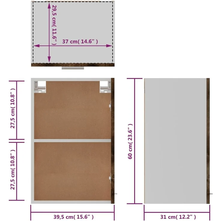 vidaXL Hängeschrank Lyon Grau Sonoma 39,5x31x60 cm Holzwerkstoff 826349 – Bild 10