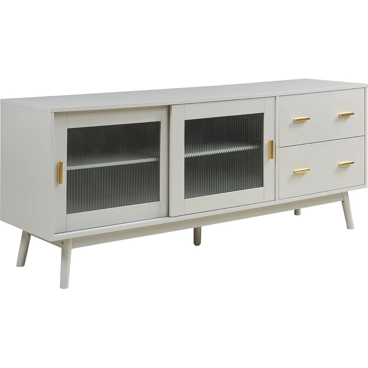 Fernsehschrank Susa mit Glas-Front 160x40x65 cm Beige [en. casa] – Bild 3