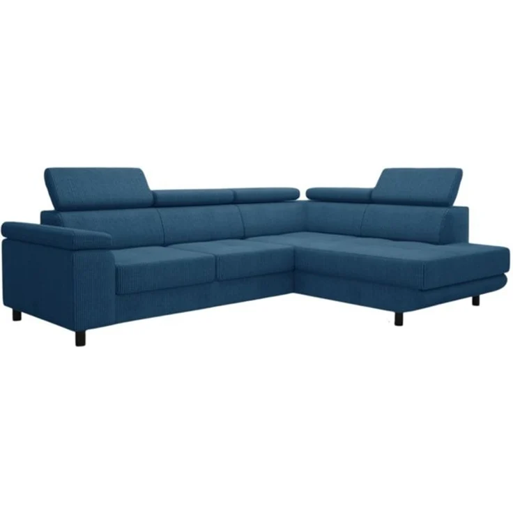 thematys Ecksofa LUNA L 250x183 cm, mit Schlaffunktion, mit Bettkasten, mit verstellbaren Kopfstützen, Blau (Poso 05), Ausrichtung Rechts – Bild 3