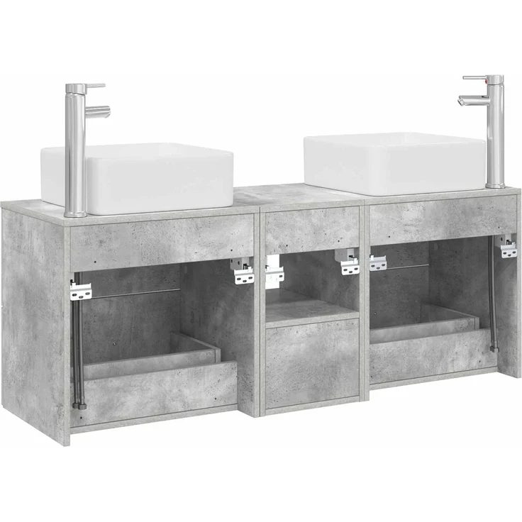 vidaXL Badezimmerschrank-Set 3 stk. Betongrau 129 x 41 x 80 cm 3405822 – Bild 8