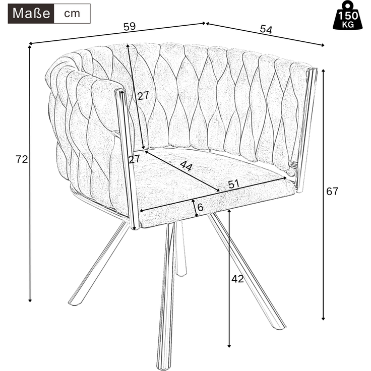 Merax Samt-Esszimmerstuhl, 2er set, Schlafzimmer-Drehstuhl, 360° drehbar Freizeit-Drehstuhl mit vier Stützbeinen aus Metall, beige+Silber – Bild 4