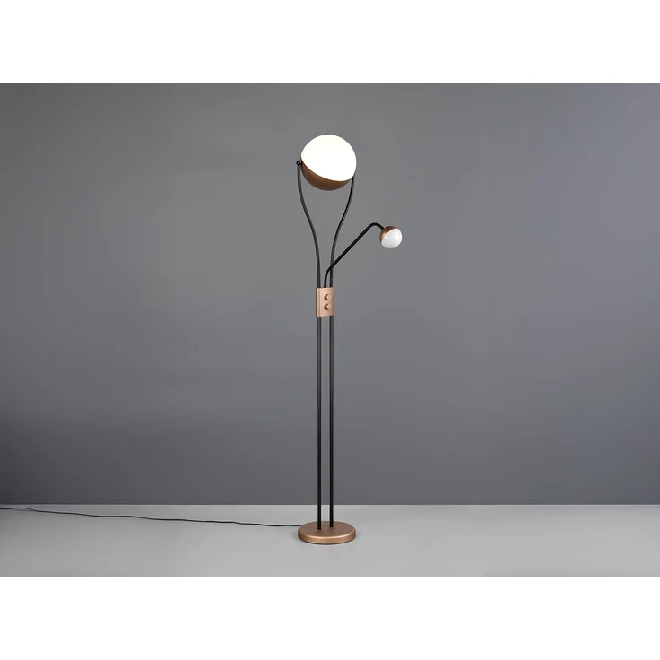 LED Deckenfluter CHRIS mit flexibler Leselampe, Schwarz Coffee, Höhe 180cm – Bild 3