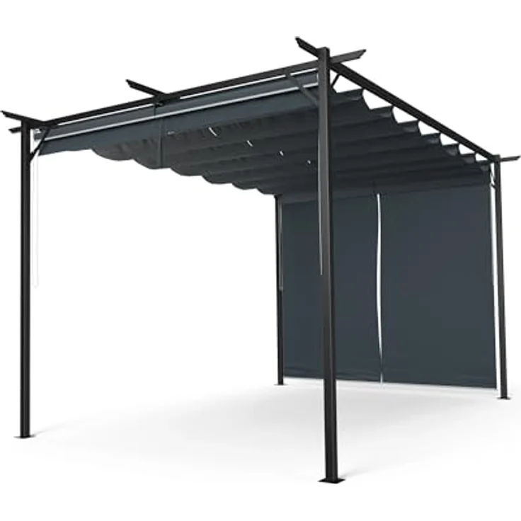 Blumfeldt Pergola 3x4 m, Wetterfestes Polyesterdach & Seitliche Jalousien, Pulverbeschichteter Stahlrahmen, Einfache Montage, Stabil & Winterfest Für Ganzjährigen Einsatz – Bild 2