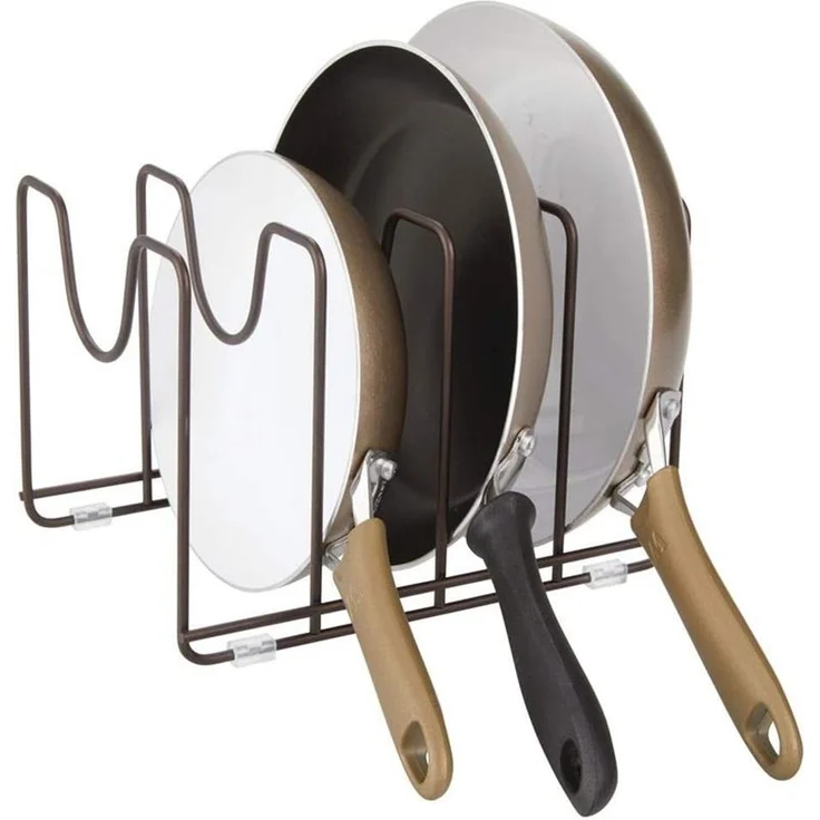 mDesign Geschirrständer Pfannenhalter Aufbewahrung Organizer Metall Bronze – Bild 8