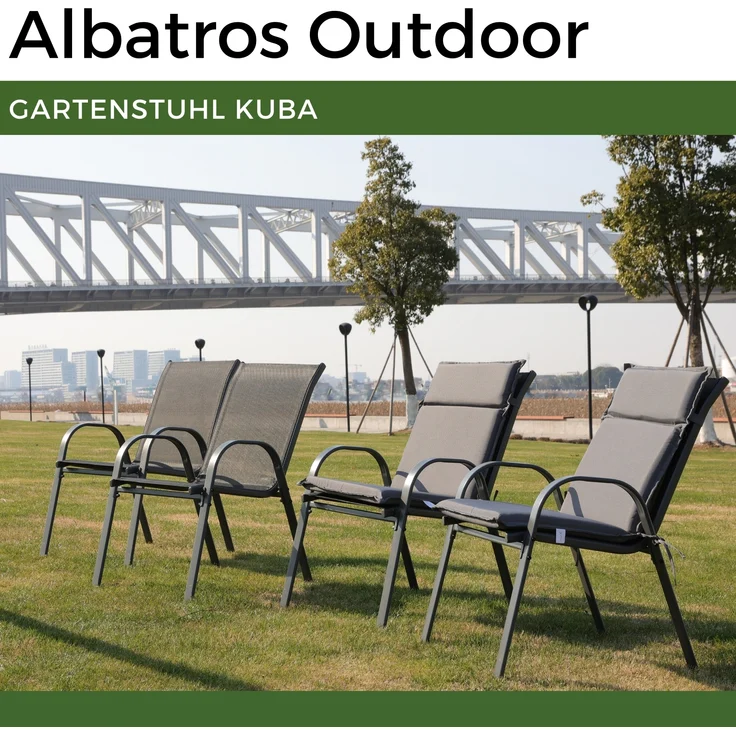 Albatros Gartenstühle 4er Set Kuba – Gartenstühle Stapelbar mit robustem Metallgestell und hoher Belastbarkeit – bequeme Stapelstühle auch als Terrassenstühle oder Balkonstühle – Bild 2