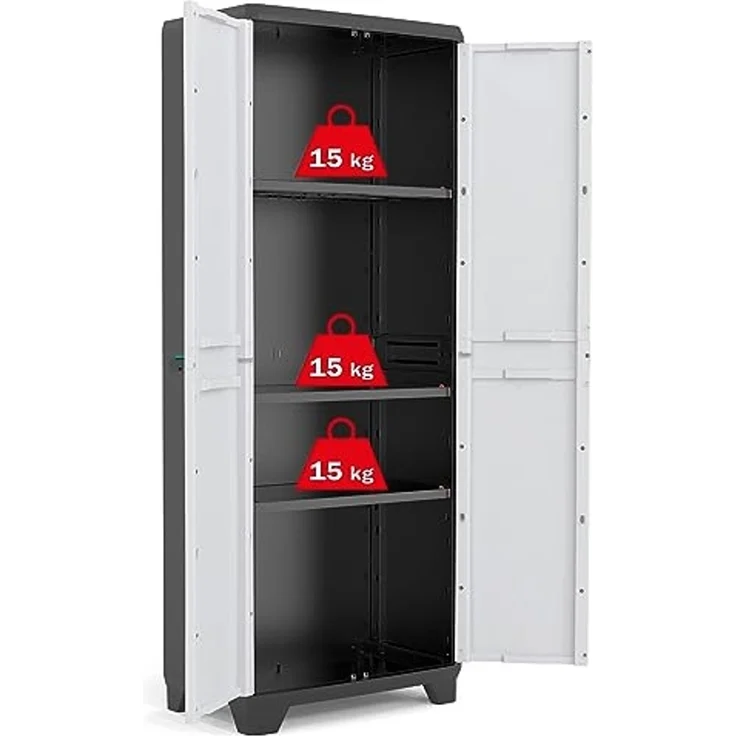 Ondis24 Kunststoffschrank Haushaltschrank Royal Multifunktionsschrank abschließbar mit Füßen 68 x 39 x 173 (H) cm, schnell aufgebaut, bewährtes Modell (173 cm, 1) – Bild 4